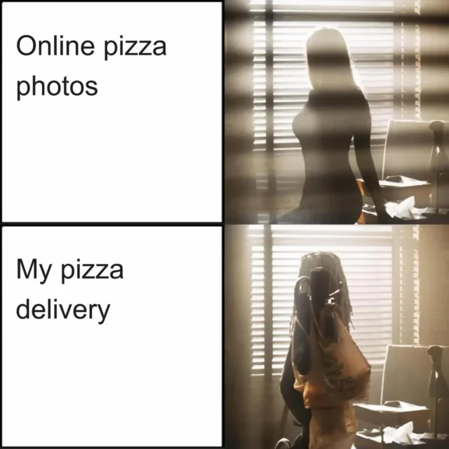 Online pizza photos vs. my pizza delivery